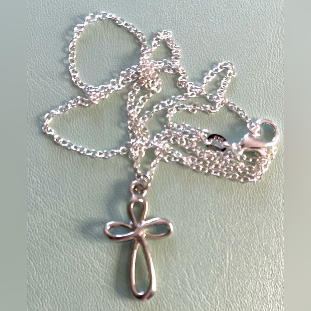 loop cross necklace - 925 Sterling silver necklace